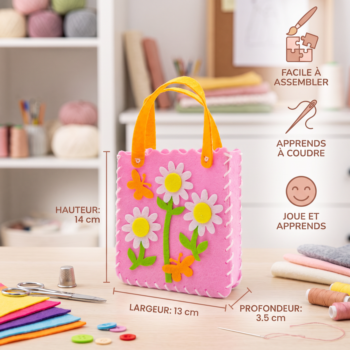 Kit de Couture DIY pour Fabriquer une Adorable Pochette en Feutre pour Enfants