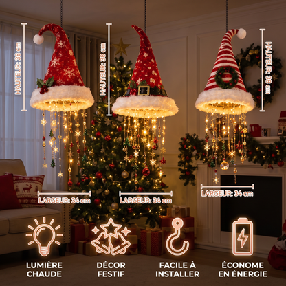 Lumières de Bonnet de Père Noël de Noël avec Guirlande LED Décorative