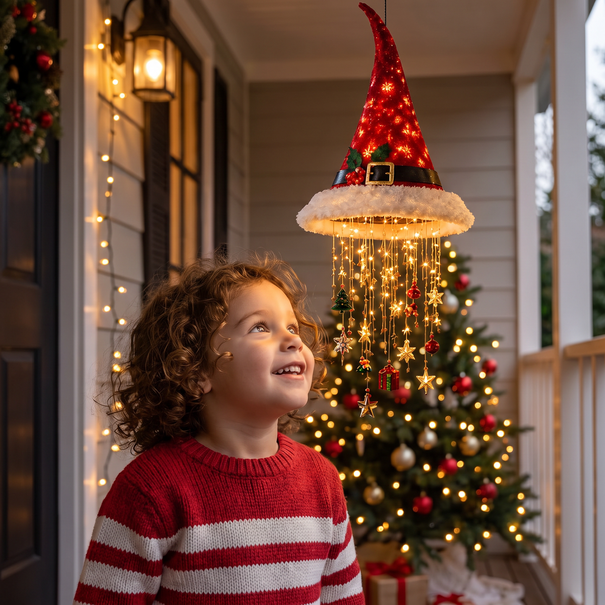 Lumières de Bonnet de Père Noël de Noël avec Guirlande LED Décorative