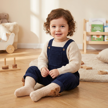 Chaussettes de Noël Montantes pour Filles avec Nœuds en Velours