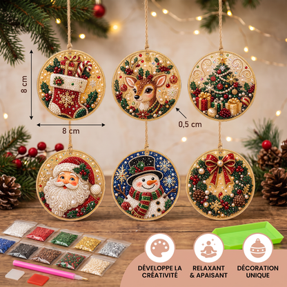 Kit DIY de Peinture Diamant sur Décorations de Noël en Bois