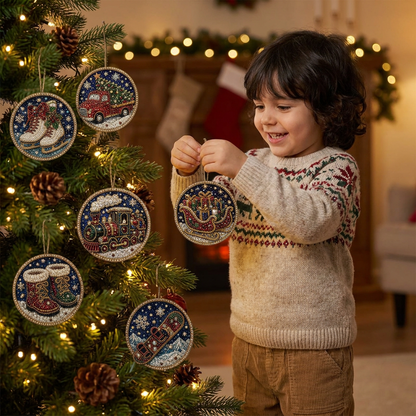 Kit DIY de Peinture Diamant sur Décorations de Noël en Bois