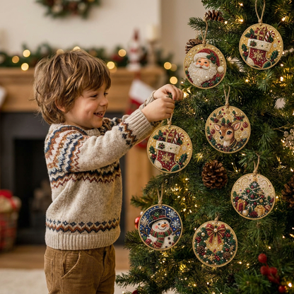 Kit DIY de Peinture Diamant sur Décorations de Noël en Bois