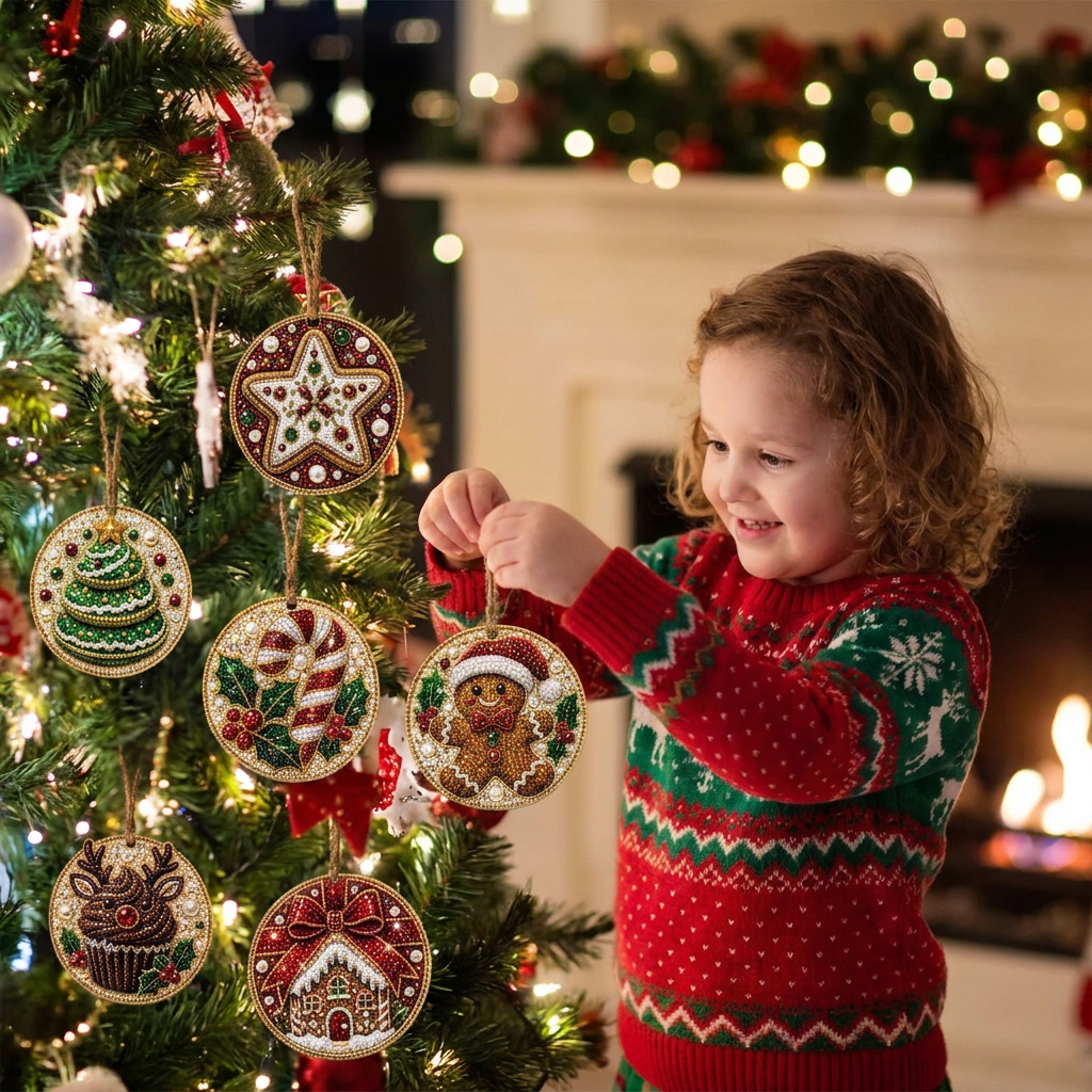 Kit DIY de Peinture Diamant sur Décorations de Noël en Bois
