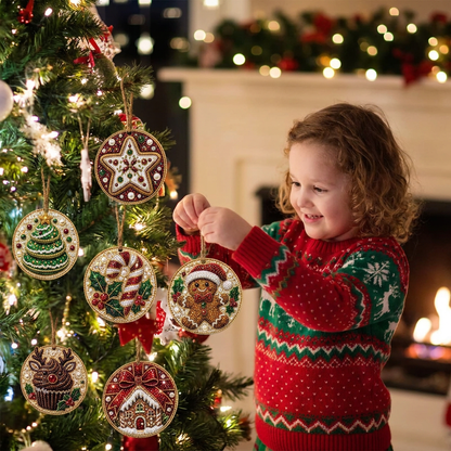 Kit DIY de Peinture Diamant sur Décorations de Noël en Bois