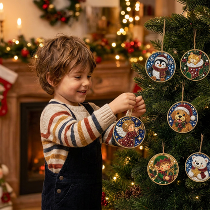 Kit DIY de Peinture Diamant sur Décorations de Noël en Bois
