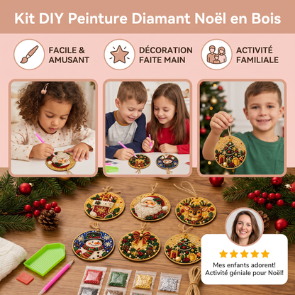 Kit DIY de Peinture Diamant sur Décorations de Noël en Bois