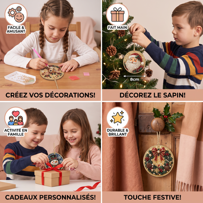Kit DIY de Peinture Diamant sur Décorations de Noël en Bois