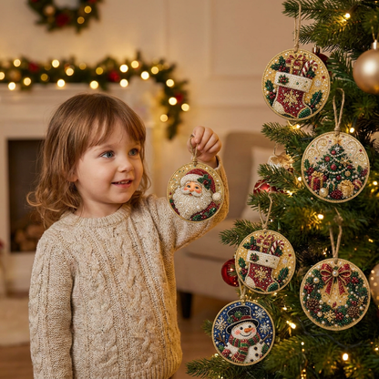 Kit DIY de Peinture Diamant sur Décorations de Noël en Bois