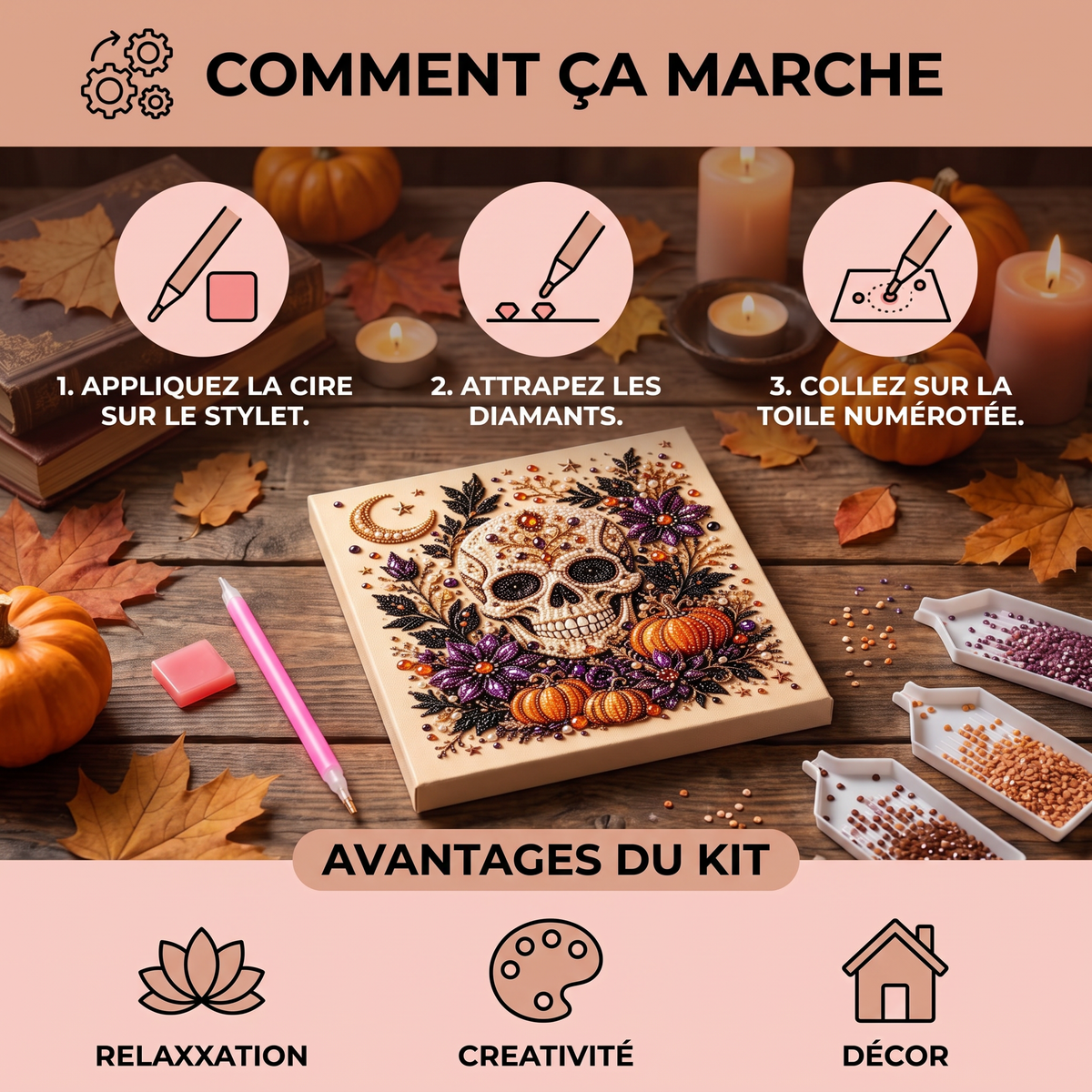 Kit DIY de Peinture Diamant pour Halloween