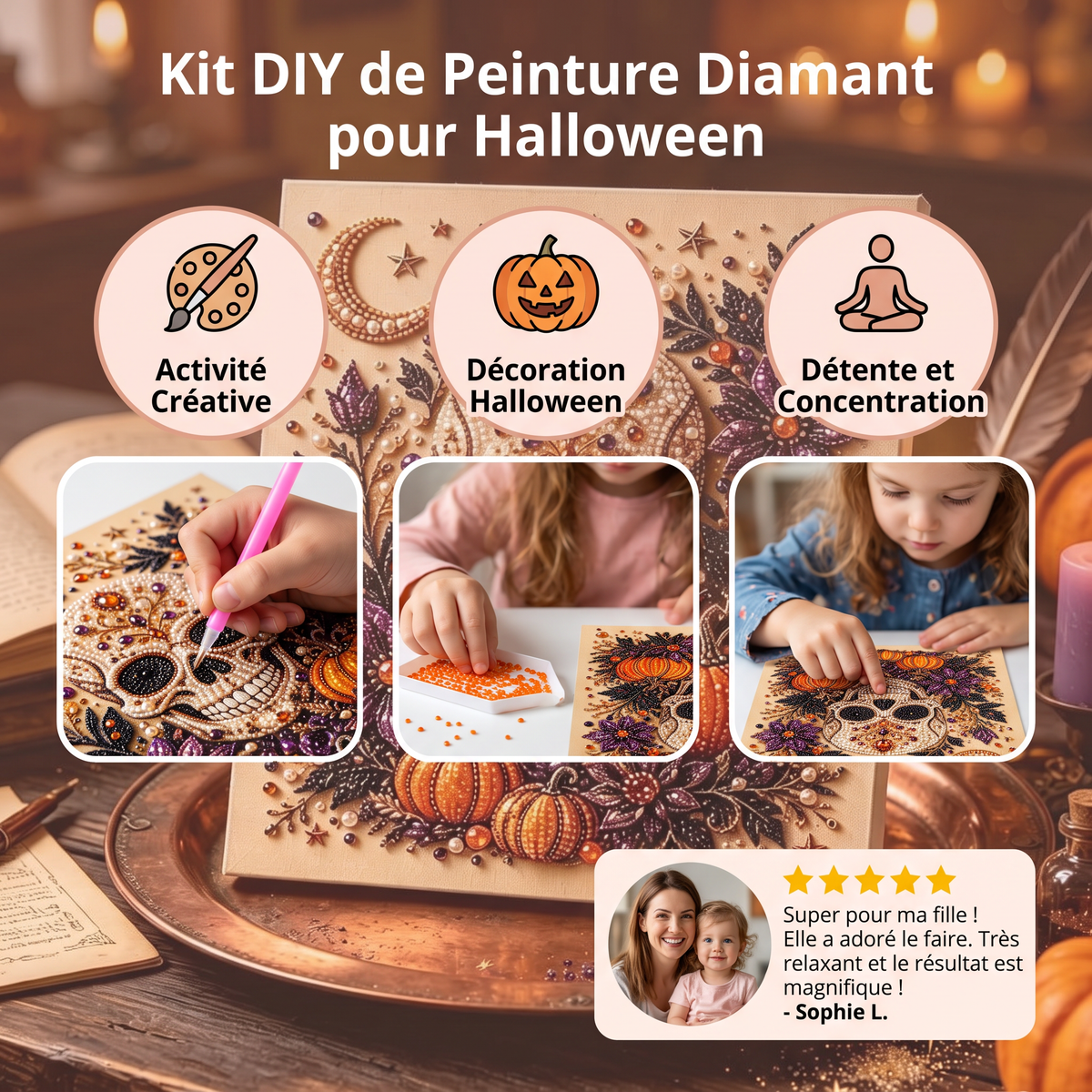 Kit DIY de Peinture Diamant pour Halloween