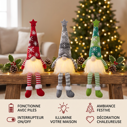 Décorations de Gnomes de Noël Lumineux à LED