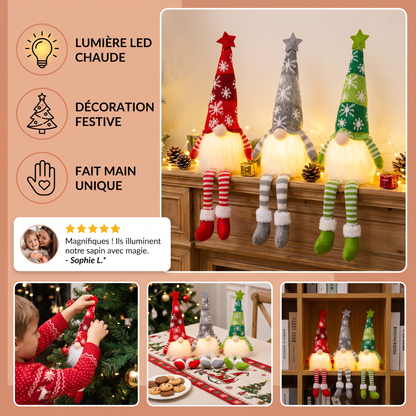 Décorations de Gnomes de Noël Lumineux à LED