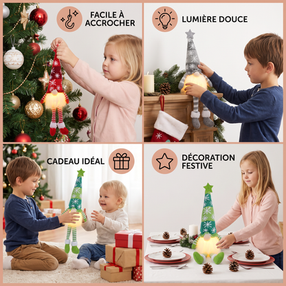 Décorations de Gnomes de Noël Lumineux à LED