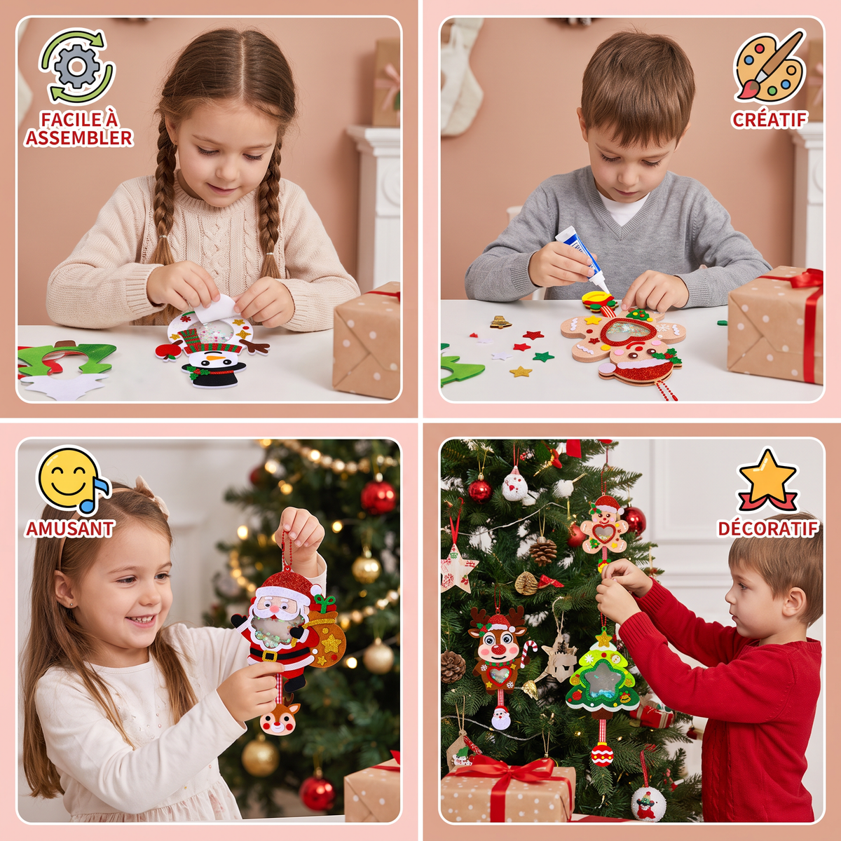 Kit DIY de Décoration de Noël Shaker pour Enfants