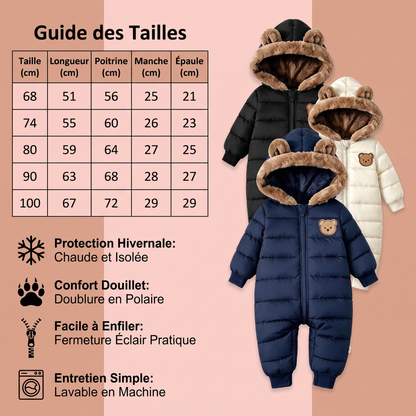 Body Bébé Ours – Combinaison Chaude Doublée en Polaire