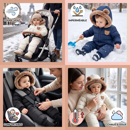 Body Bébé Ours – Combinaison Chaude Doublée en Polaire
