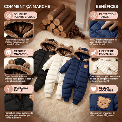 Body Bébé Ours – Combinaison Chaude Doublée en Polaire