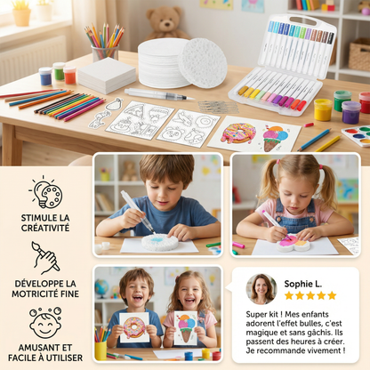 Kit créatif de peinture à l’éponge pour enfants – set artistique DIY avec effet bulles