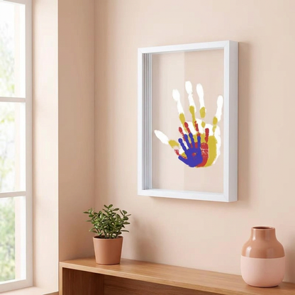 Kit DIY Cadre Photo en Bois avec Empreintes de Mains – Coffret Souvenir Familial avec Peintures