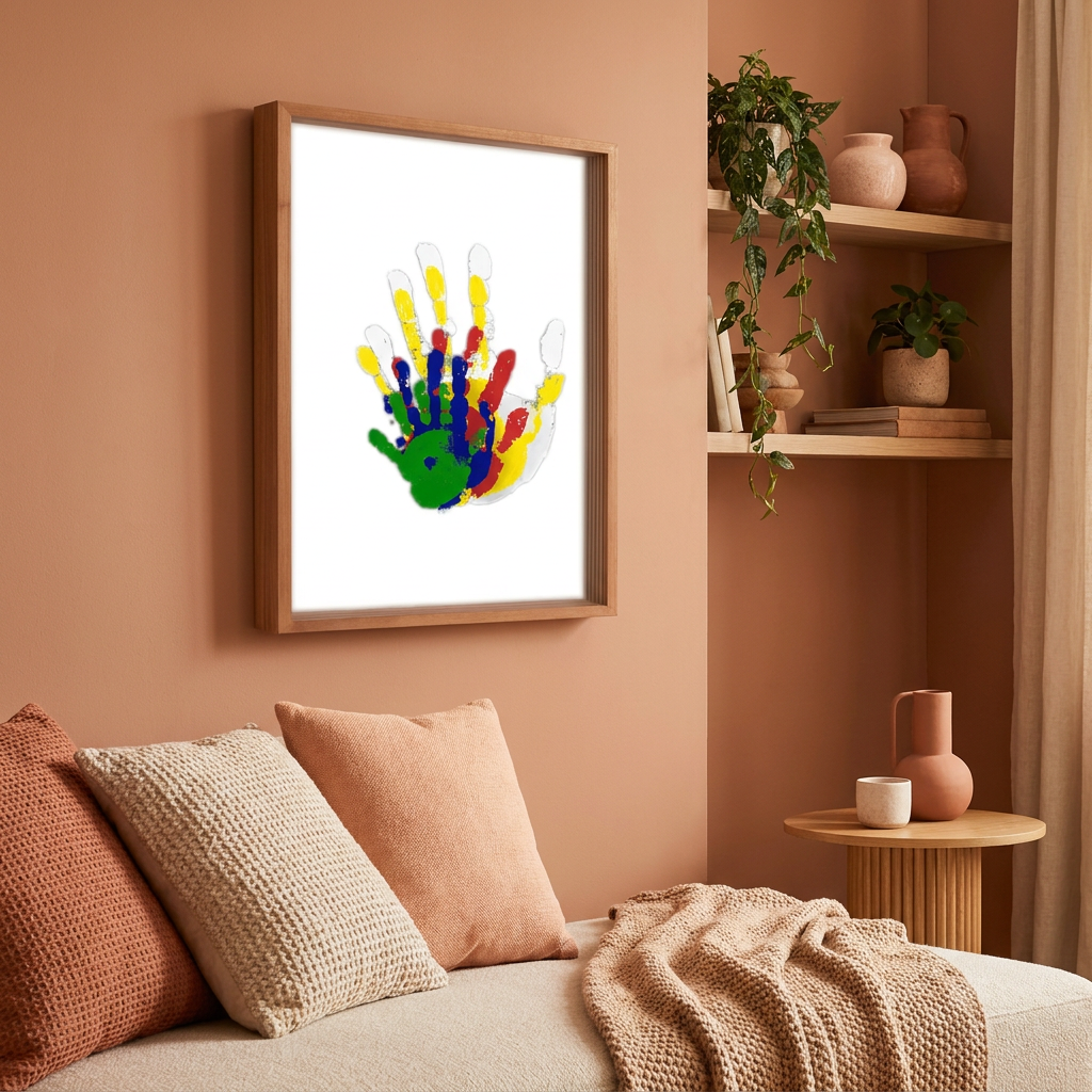 Kit DIY Cadre Photo en Bois avec Empreintes de Mains – Coffret Souvenir Familial avec Peintures