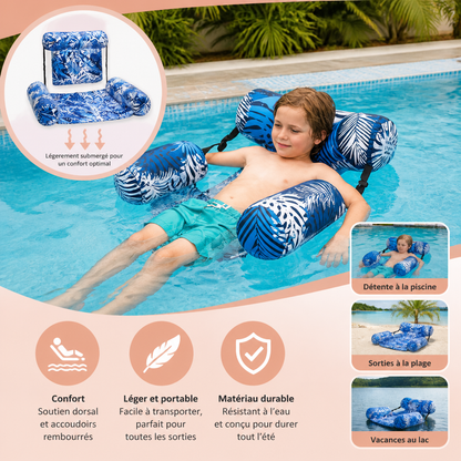 Hamac Gonflable de Piscine avec Dossier – Transat Aquatique Pliable