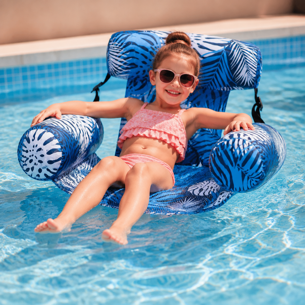 Hamac Gonflable de Piscine avec Dossier – Transat Aquatique Pliable