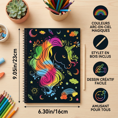 Papier à gratter arc-en-ciel magique