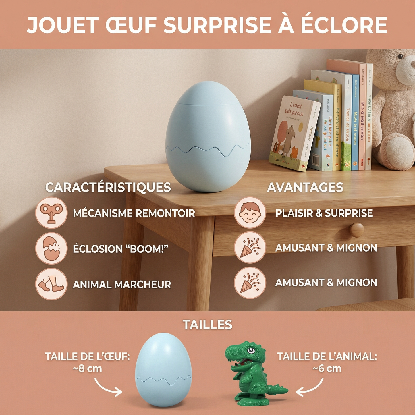 Jouet œuf surprise avec animal à éclore pour enfants