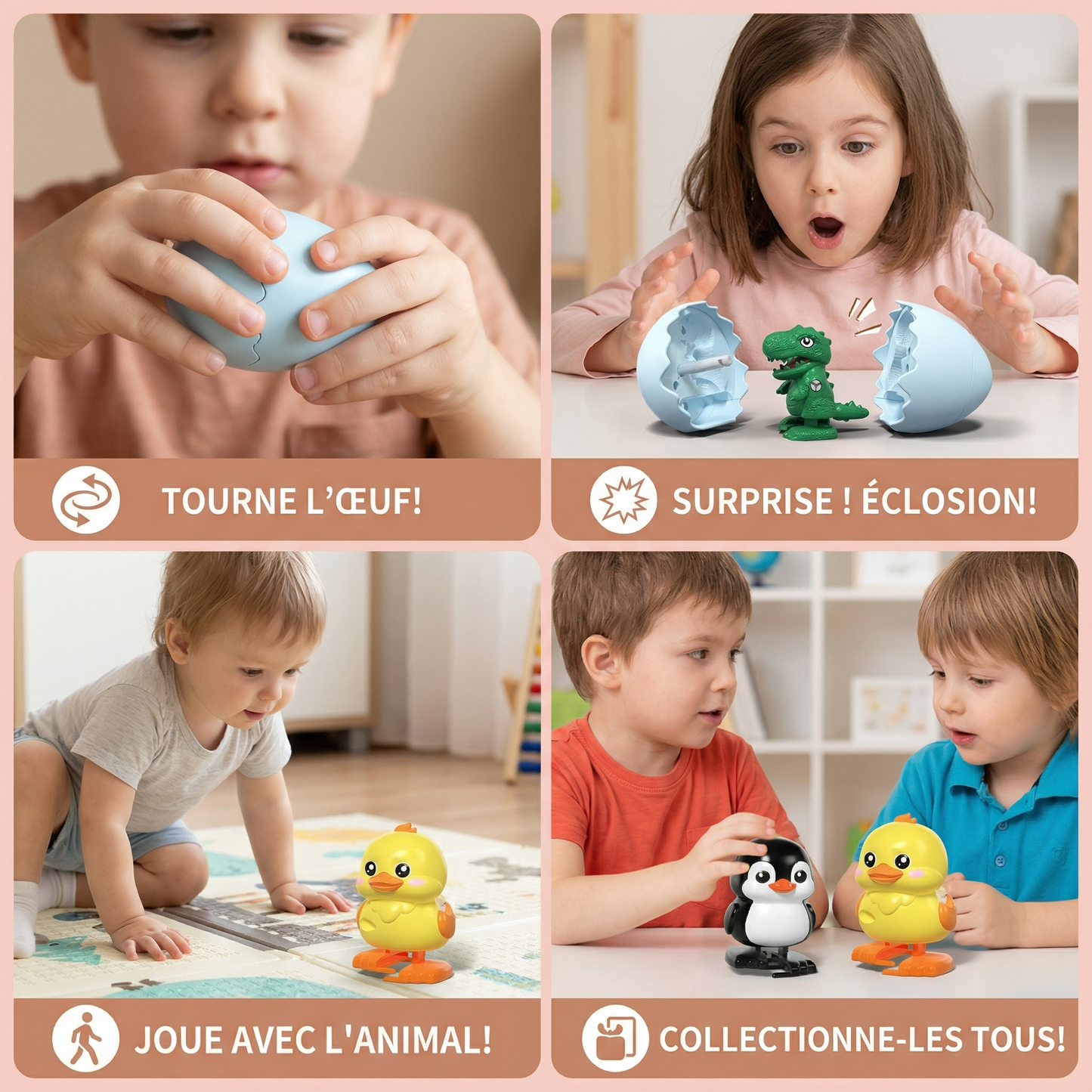 Jouet œuf surprise avec animal à éclore pour enfants