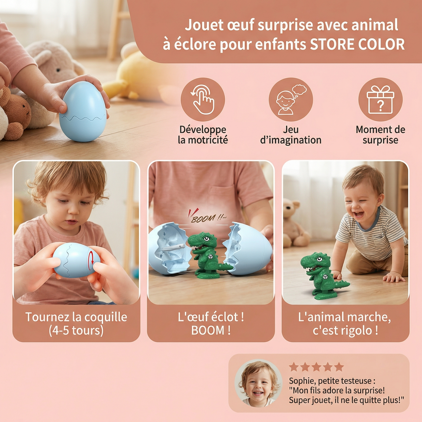 Jouet œuf surprise avec animal à éclore pour enfants