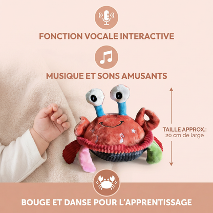 Crabe musical interactif avec fonction vocale – jouet d’apprentissage en mouvement pour bébés