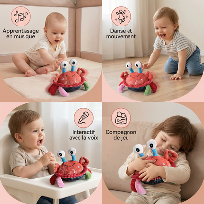 Crabe musical interactif avec fonction vocale – jouet d’apprentissage en mouvement pour bébés