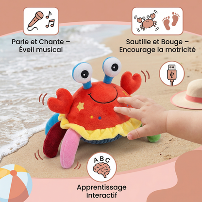 Crabe musical interactif avec fonction vocale – jouet d’apprentissage en mouvement pour bébés
