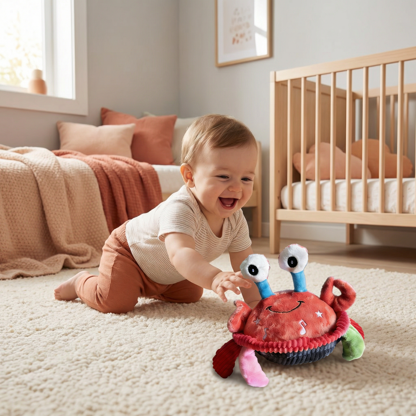 Crabe musical interactif avec fonction vocale – jouet d’apprentissage en mouvement pour bébés