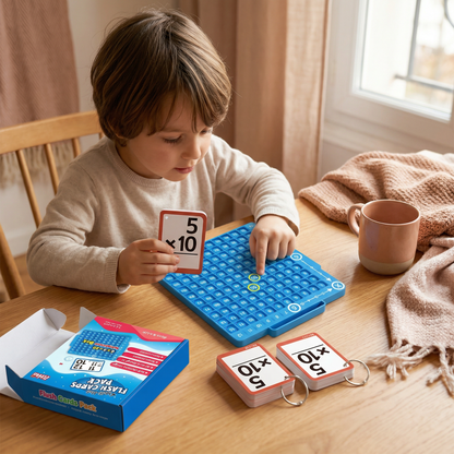 Ensemble de cartes éducatives de mathématiques avec plateau de calcul – addition, soustraction, multiplication et division