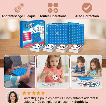 Ensemble de cartes éducatives de mathématiques avec plateau de calcul – addition, soustraction, multiplication et division