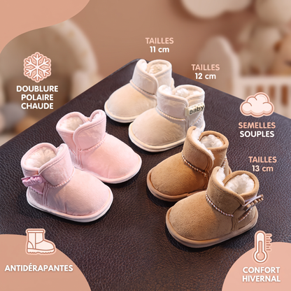 Bottes d’hiver pour bébé doublées en polaire avec semelles souples antidérapantes