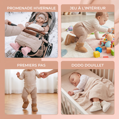 Bottes d’hiver pour bébé doublées en polaire avec semelles souples antidérapantes