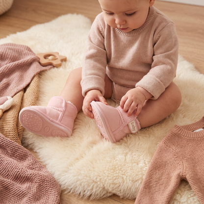 Bottes d’hiver pour bébé doublées en polaire avec semelles souples antidérapantes