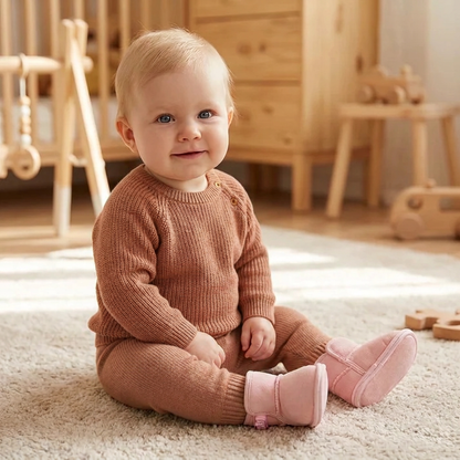 Bottes d’hiver pour bébé doublées en polaire avec semelles souples antidérapantes