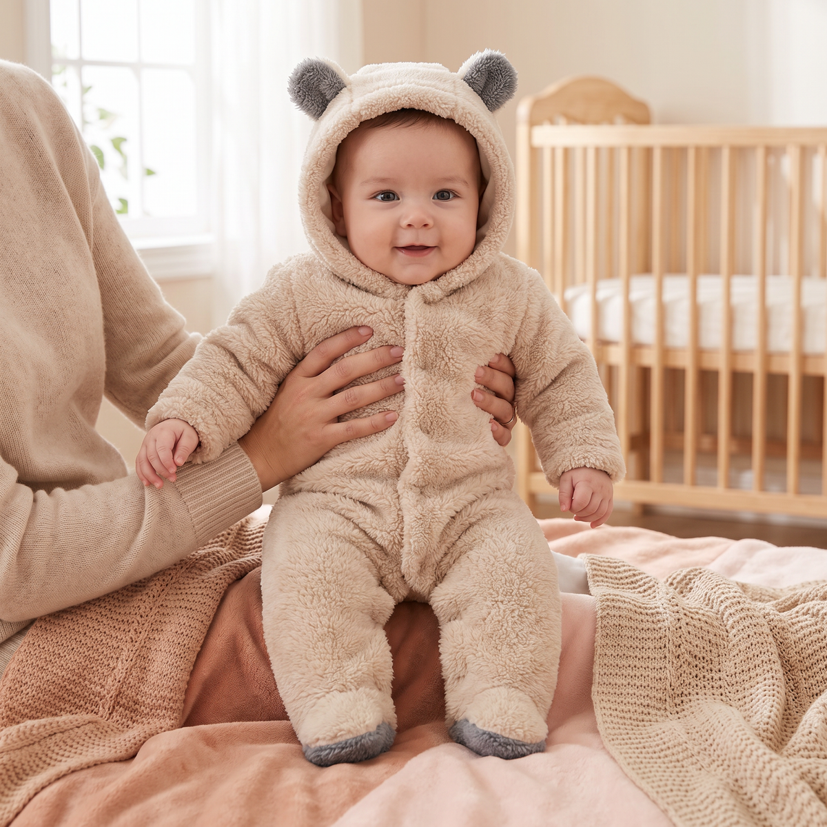 Combinaison Douce et Douillette pour Bébé avec Capuche Ourson