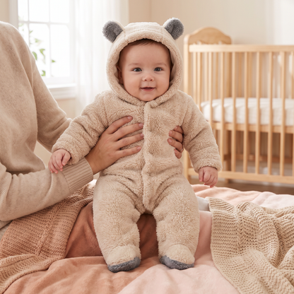 Combinaison Douce et Douillette pour Bébé avec Capuche Ourson