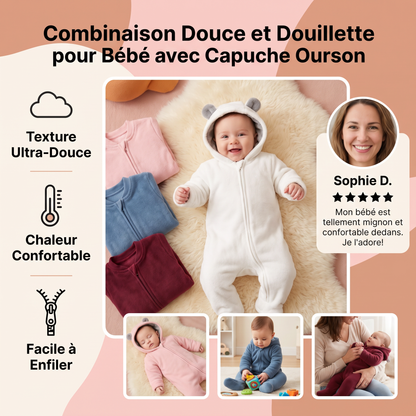 Combinaison Douce et Douillette pour Bébé avec Capuche Ourson