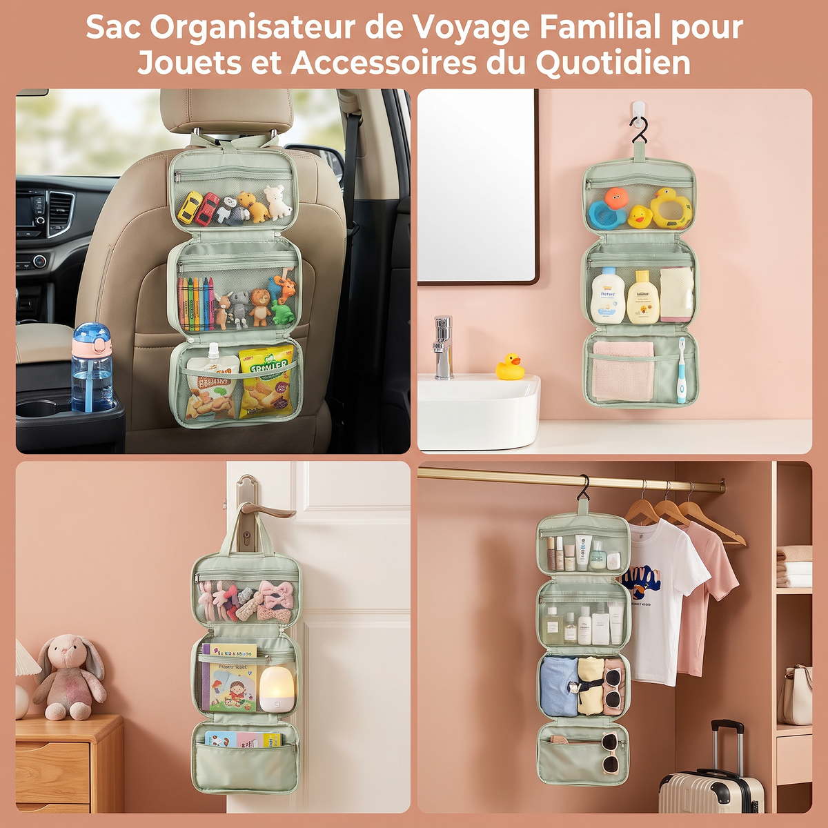 Sac Organisateur de Voyage Familial pour Jouets et Accessoires du Quotidien