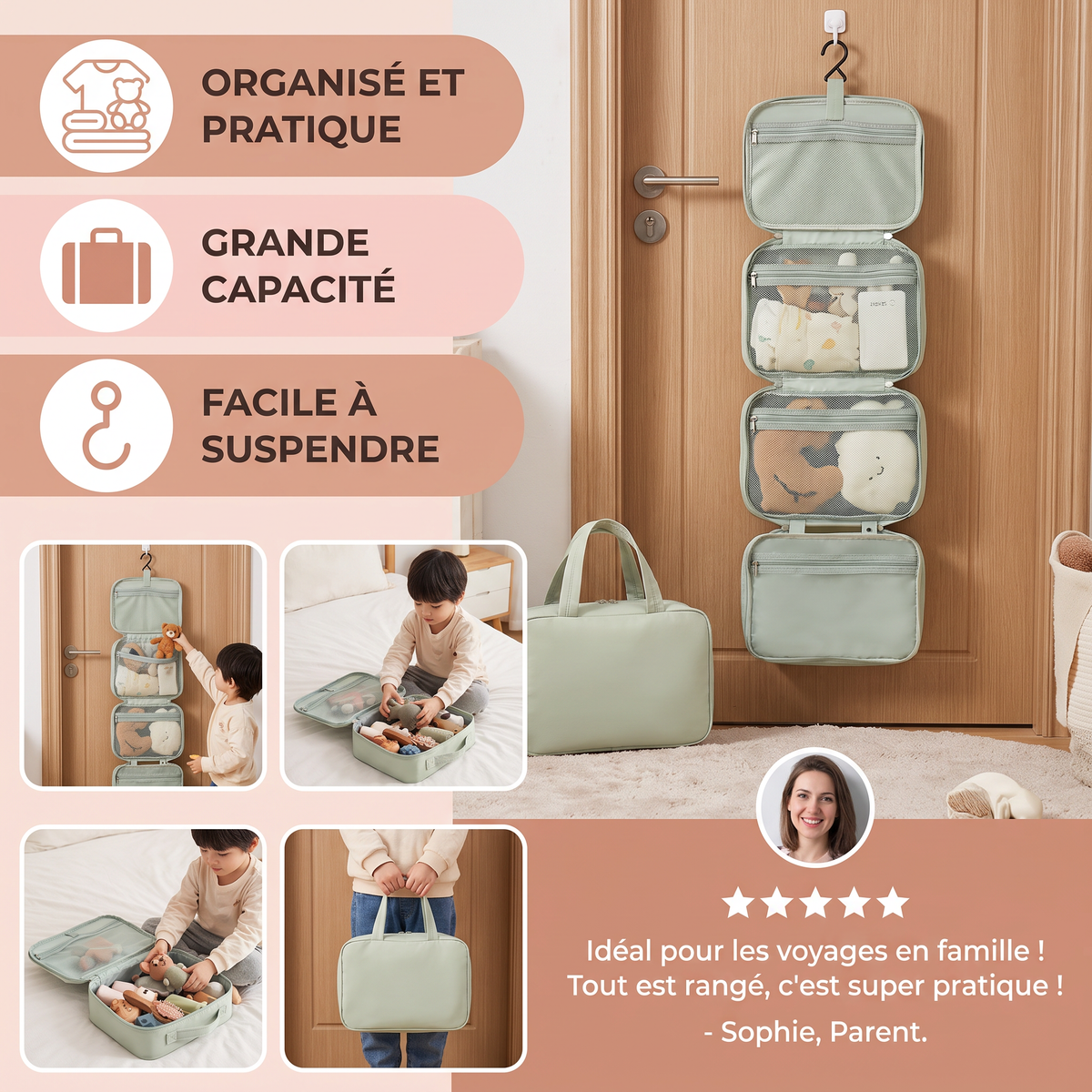 Sac Organisateur de Voyage Familial pour Jouets et Accessoires du Quotidien