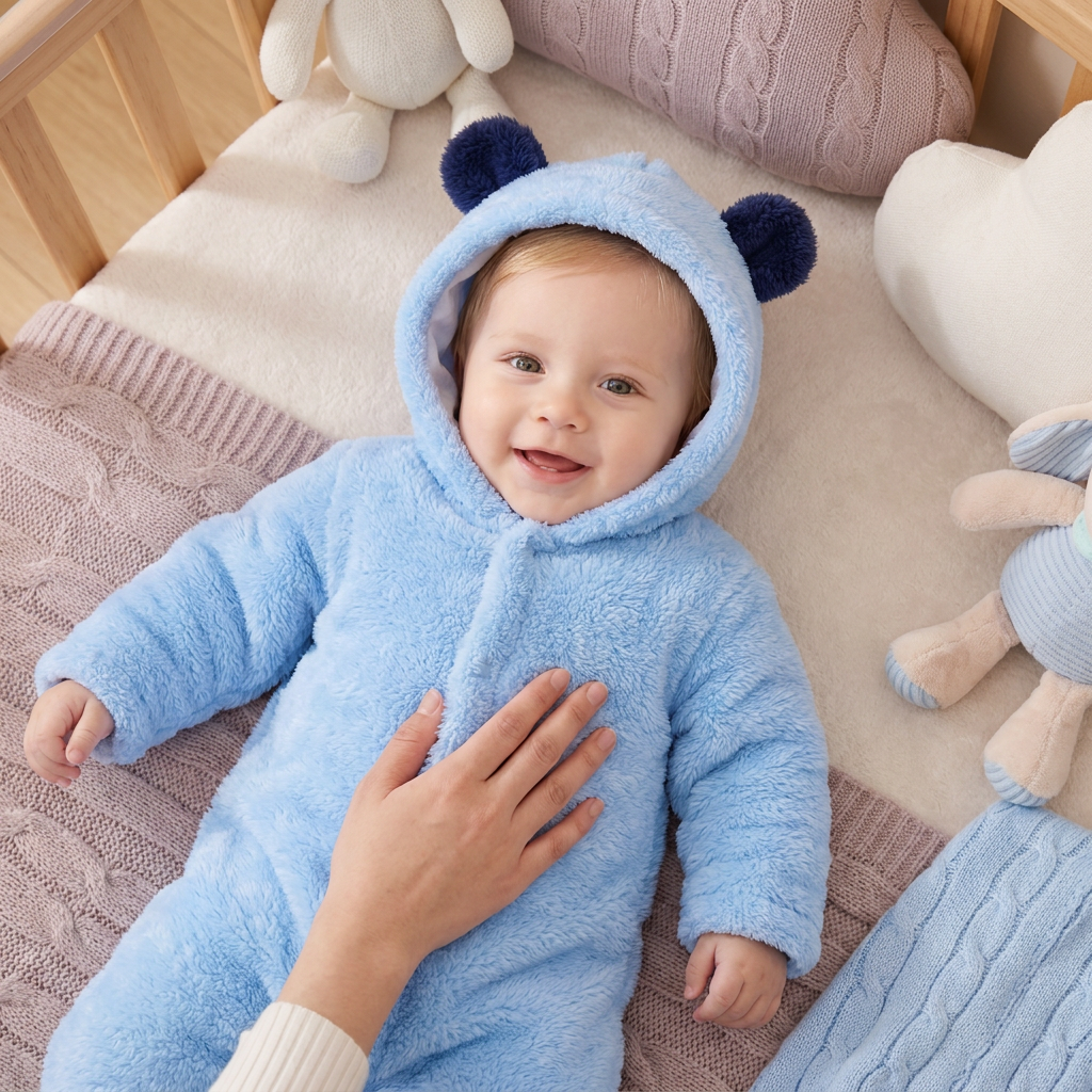 Combinaison Douce et Douillette pour Bébé avec Capuche Ourson
