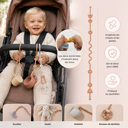 Attache en silicone pour bébé avec protection anti-perte – pour sucettes et jouets (5 pièces)