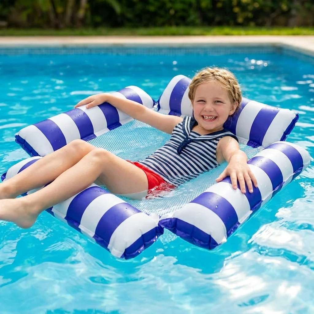 Siège Gonflable de Piscine pour Enfants – Hamac Aquatique à Surface en Filet