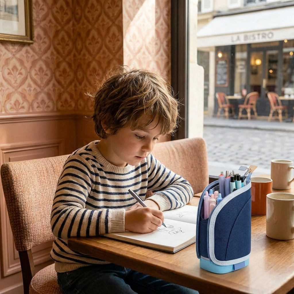 Trousse pop-up 2 en 1 avec porte-stylos – organisateur de bureau gain de place